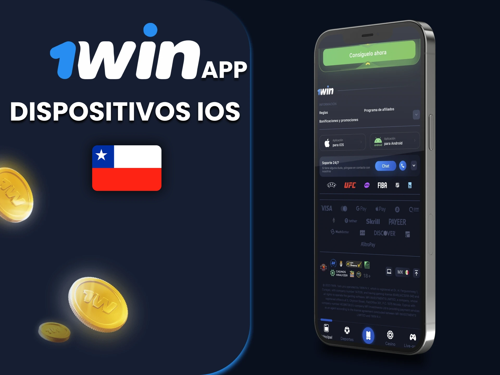 Instale la aplicación 1win para iOS.